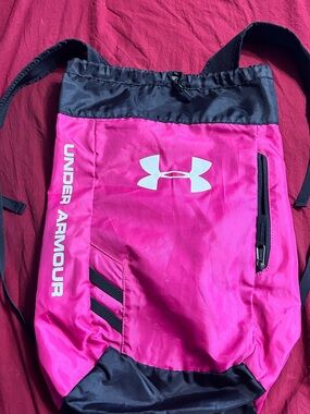 Under Armour Hot Pink and Black Drawstring Backpack